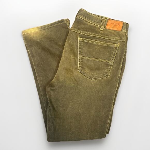 Bills Khakis Denim Jeans Mens Sz 38 Olive Green Distressed Cotton Faded Pant USA - Picture 5 of 10